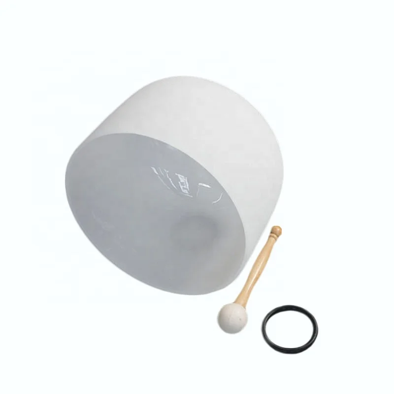 Immense Resonating Capacity 8 Inch  White Frosted Crystal Set Of 7 Singing Sound Bowls