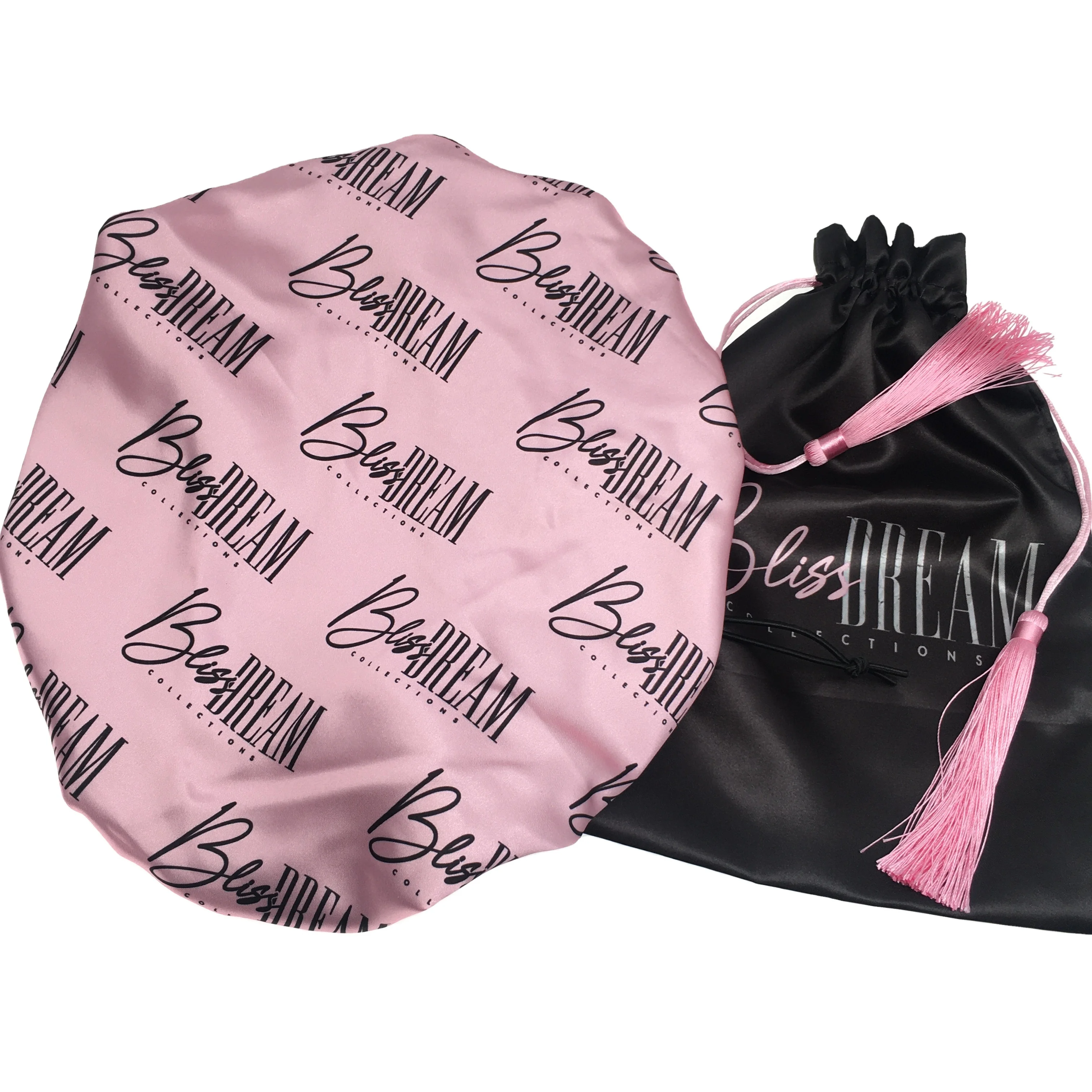 Бесплатный Пользовательский логотип оптовая продажа шляпы для волос Пользовательский логотип шелковый шарф и атласный Шелковый шляп мама и я