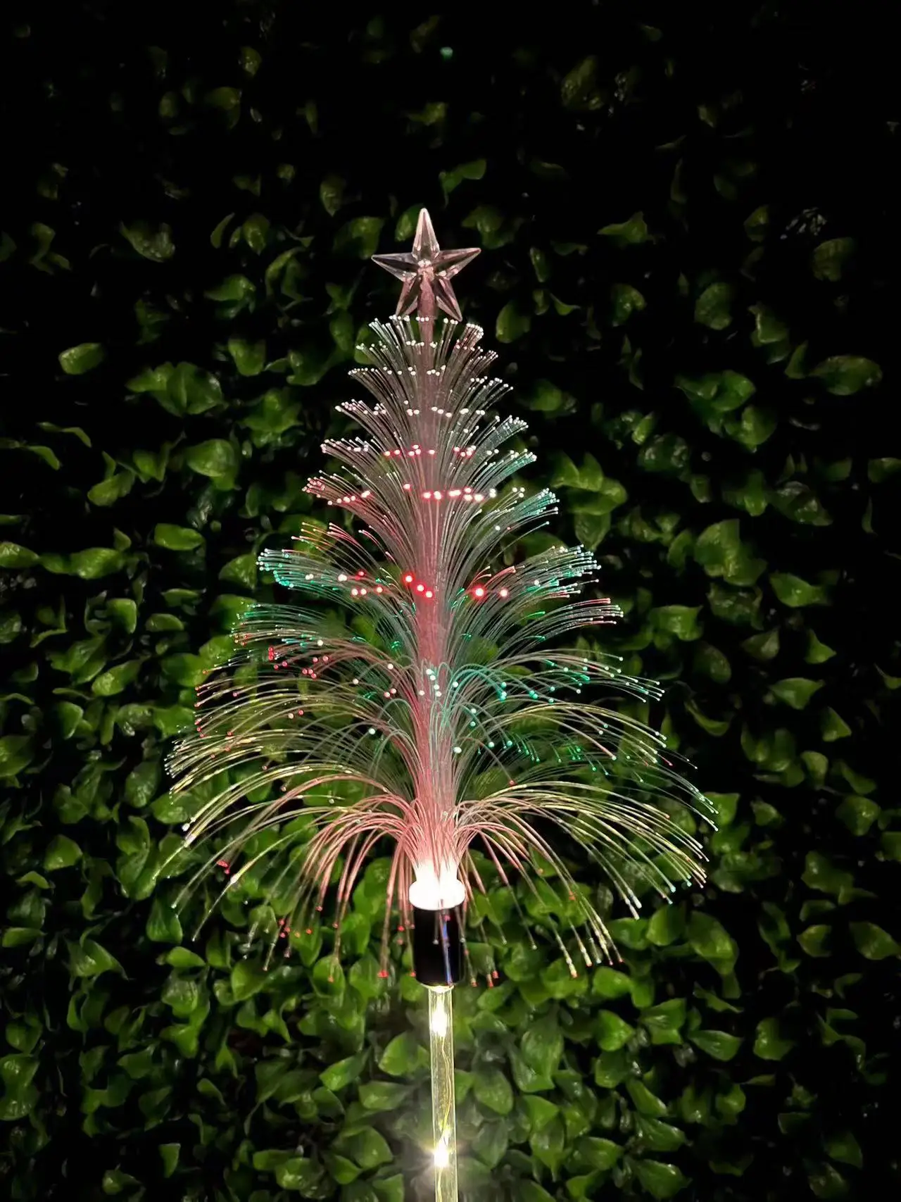 Solar Christmas Trees Lights Outdoor LED Fiber Optic Nightl Lamp Waterproof 7 Color Changing Solar Stake Light