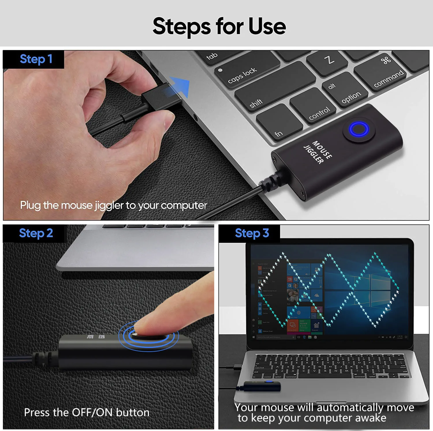 USB Mouse Jiggler Mouse Mover with Random movement, On/Off Switch Keeps Computer Awake,Driver-Free