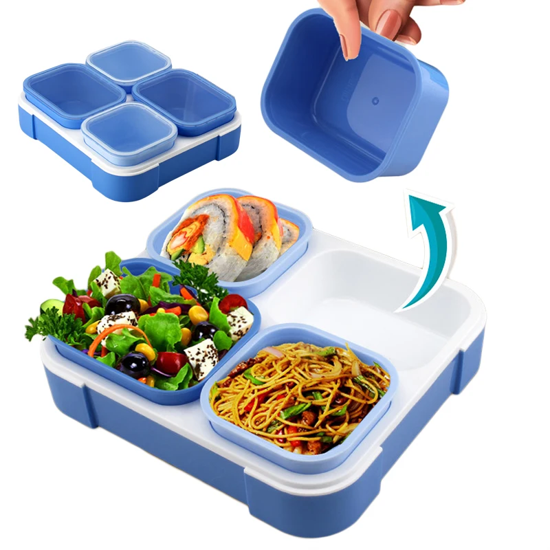 Оптовая продажа индивидуальный материал для пищевых продуктов 1060 мл четыре отделения пластиковая коробка обеда bento