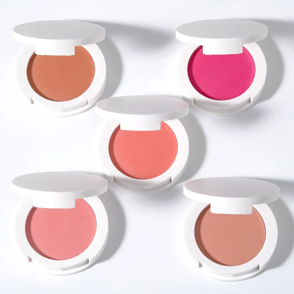 High Quality Contour Blush Highlight Palette Customize Private Label Waterproof Mini Pressed Powder Blusher With Mirror