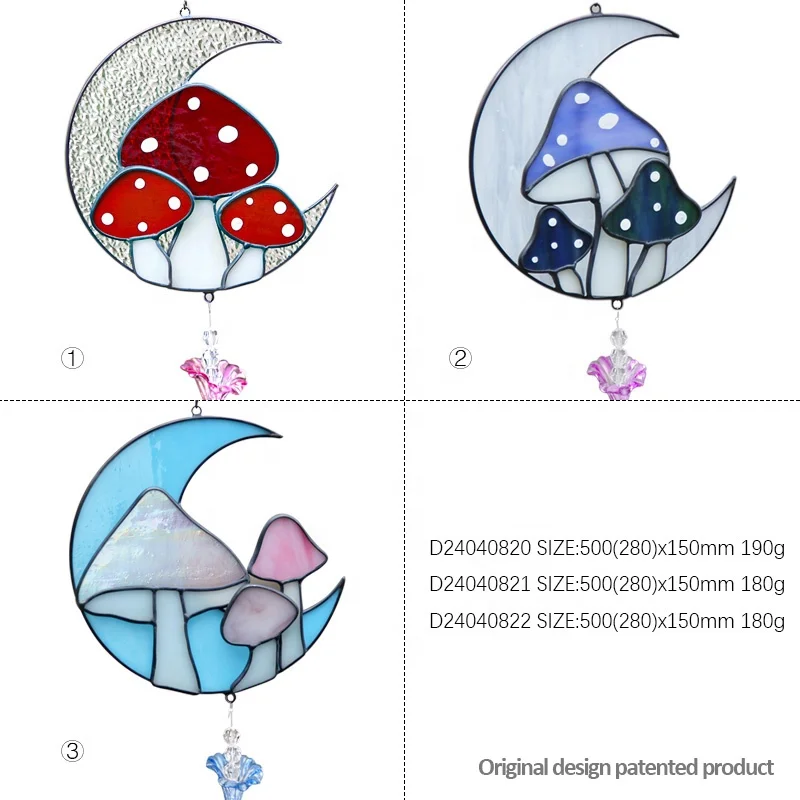 gift idea wind chimes outdoor handicraft products mushroom stained glass suncatcher ornament other home decor