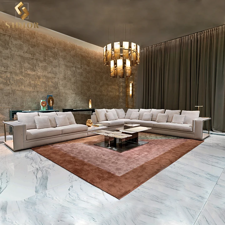 Top Quality Manufacture Big Genuine Leather Premium Sofas Set Luxury Living Room Italy Style Hotel Custom Premium Furniture