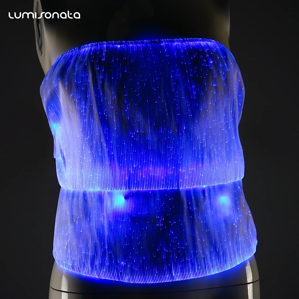 Sleeveless Off Shoulder Fashion Sexy Women Tank Crop Tops Corset Vest Lights Led Party Dance Costumes Luminous Female Underwear