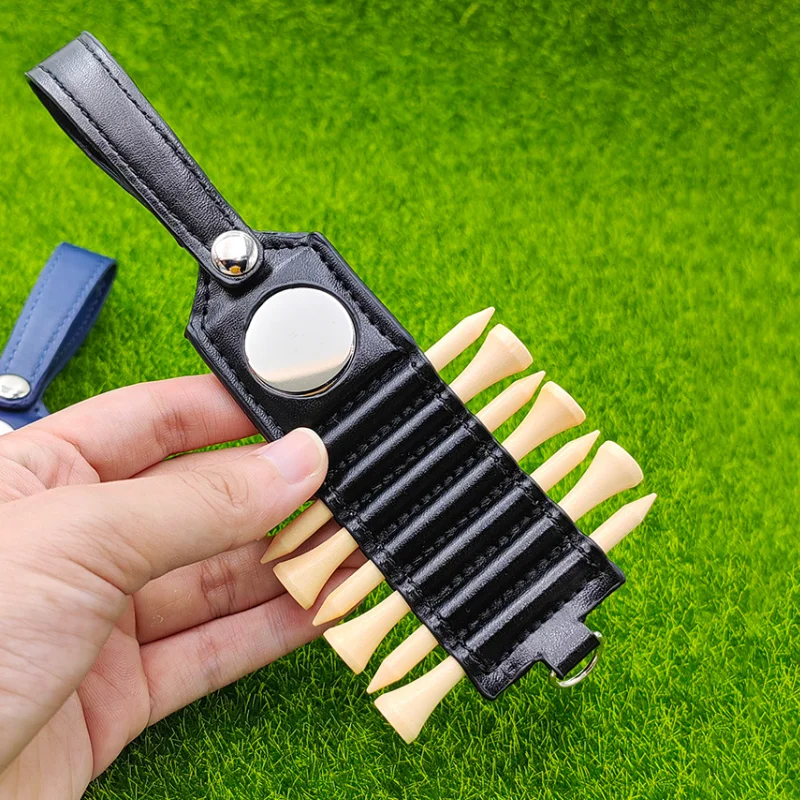 Golf Tee Belt Clip Outdoor PU Leather Golf Tee Holder Golf Sports Supplies With Blank Ball Mark Bag Belt Clip
