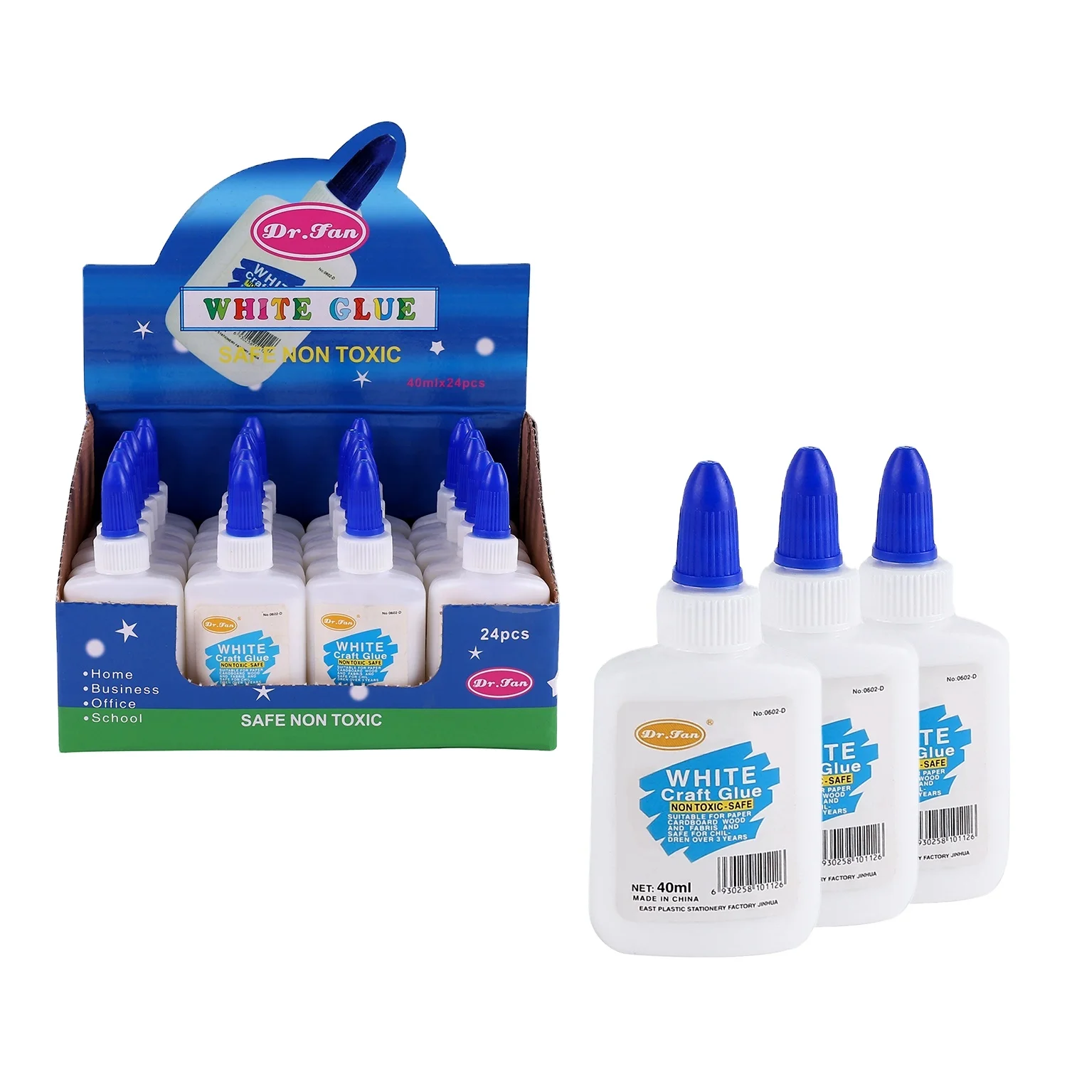 School  White Glue All Purpose Non Toxic 40 Ml Sets Packing Office Card Color Package PVA Material follow EU Regulation