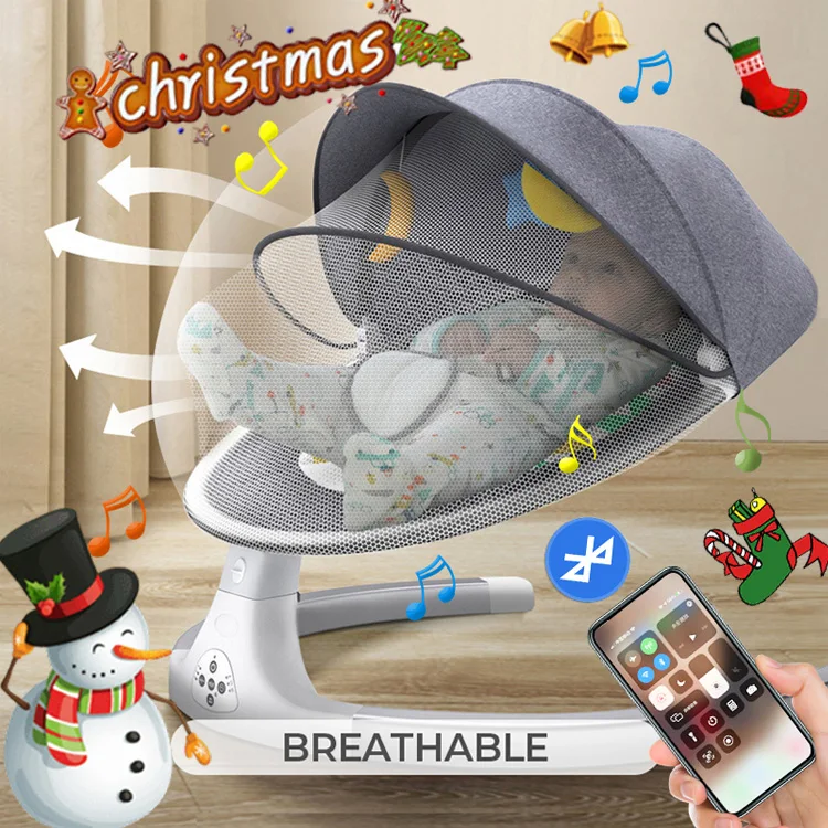 Adjustable Feeding Bouncer Vibration Usb Musical Plastic Rocker 3 In 1 Electric Crib Baby Cradle With Toy Mosquito Net