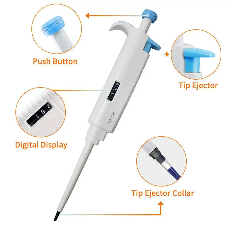MPP Factory Sale Adjustable Single Channel Plastic Micro Automatic Laboratory Pipette