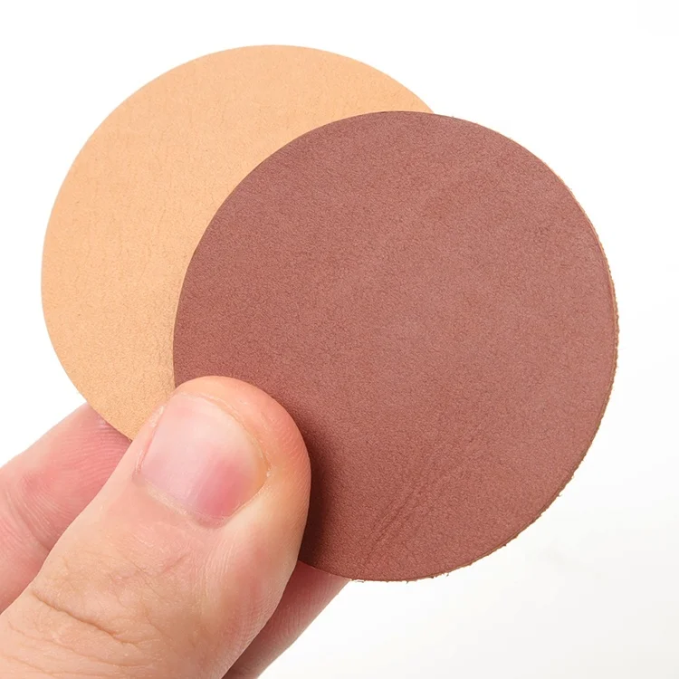 Sew on Garment Patches Wholesale Custom Logo Blank Round Shape Genuine Leather Labels for Jeans