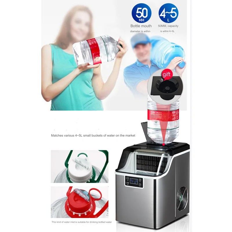 New Design Home Ice Maker Machine 35kg Commercial Automatic Smart  Ice Making Machine Small Mini Portable Ice Cube Maker Machine