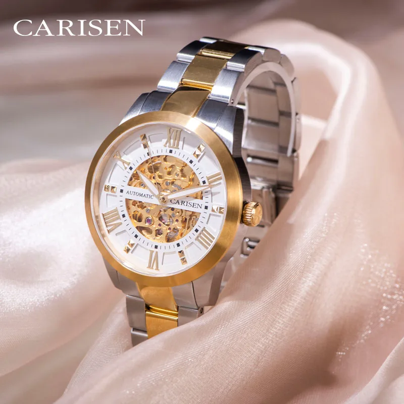 Carisen Brand High Quality Automatic Movement Stainless Steel Case 42mm Genuine Leather Strap Black Pilot Odm Men Watch