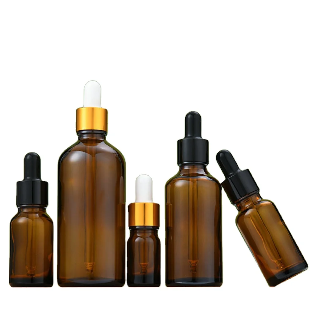 5ml 10ml 20ml 30ml 50ml Cosmetic Dropper Bottle Amber Glass Essential Oil Bottle Glass Dropper Bottle