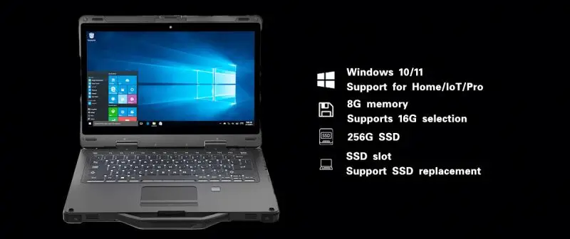 Best 13 Inch 11th Generation Intel i5 i7 Processor Win10 OEM Service Shockproof Rugged Laptop Computer
