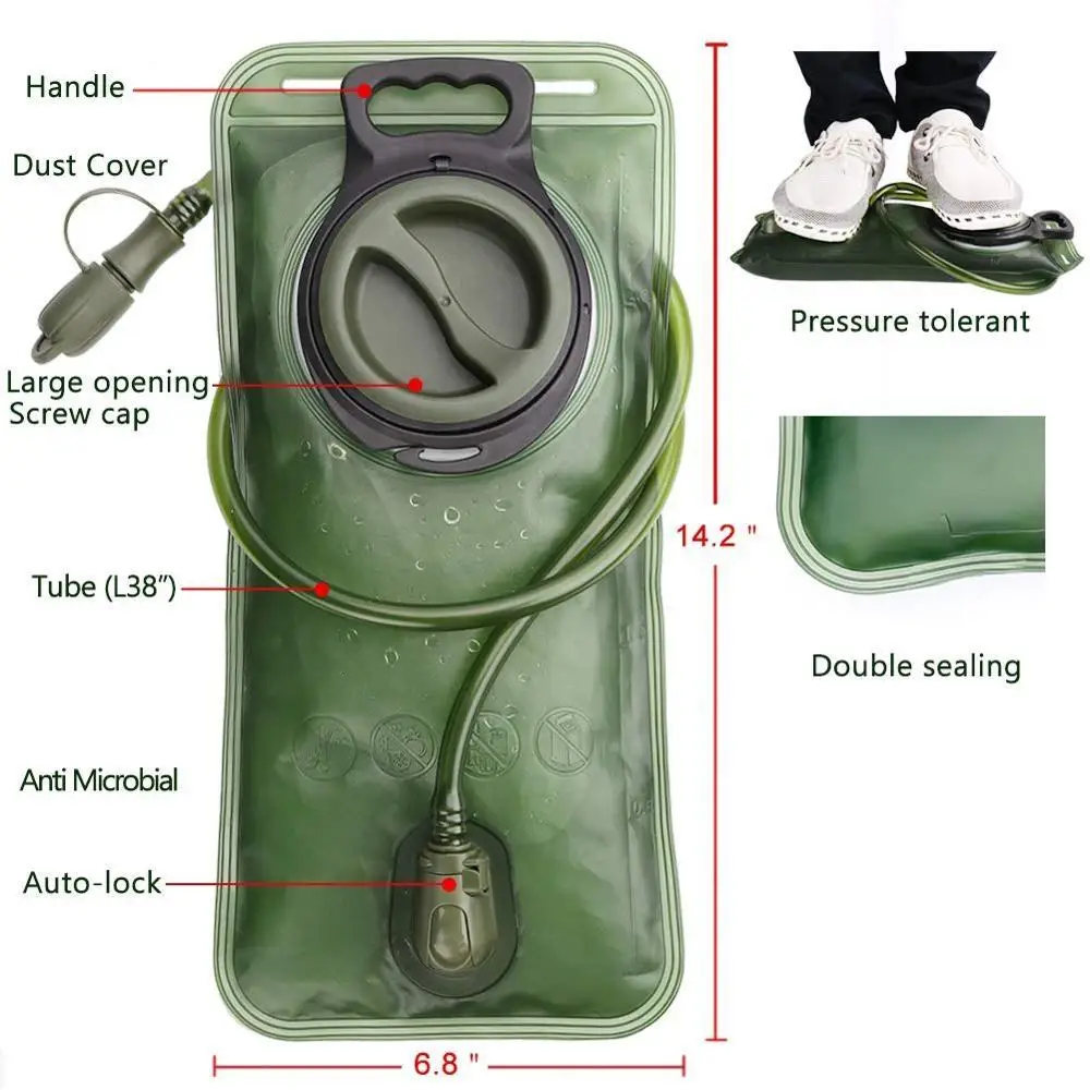 Water hydration pack bladder Non Toxic 2 Liter Leak Proof outdoor portable Drinking Water Bag for Bicycle Cycling Run
