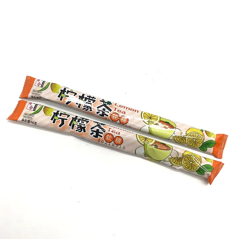 OEM lemon tea flavor sweet strong milk chewy toffee soft candy for children