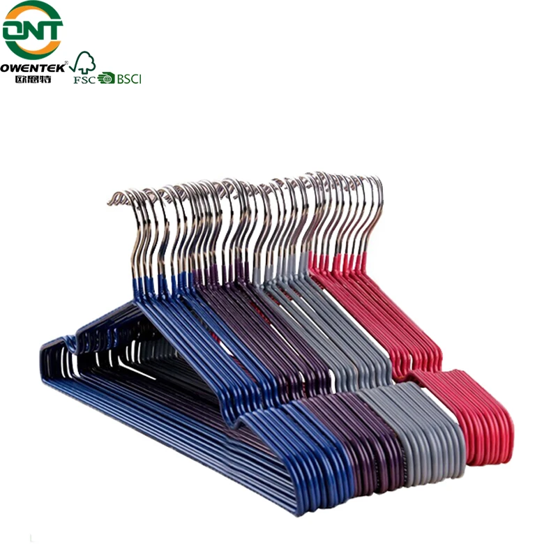 Wholesale black white non slip perchas clothes Hanger  Wholesale Metal hanger wire PVC heavy duty coat hangers percha metalica