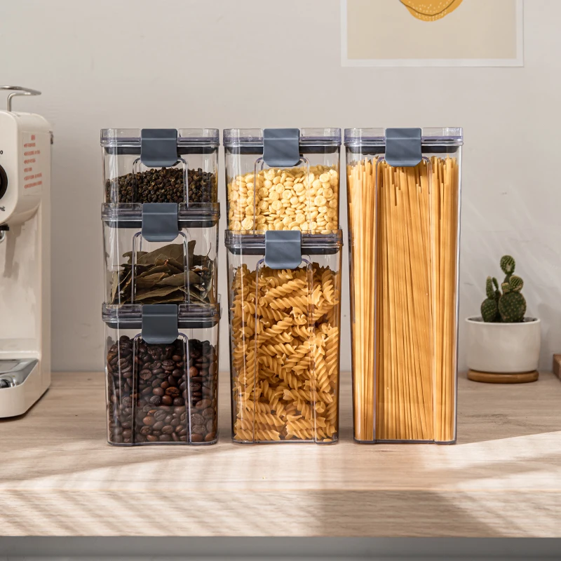 Plastic Storage Container Food Grade Airtight Jar with Lid Good Sealing White Black