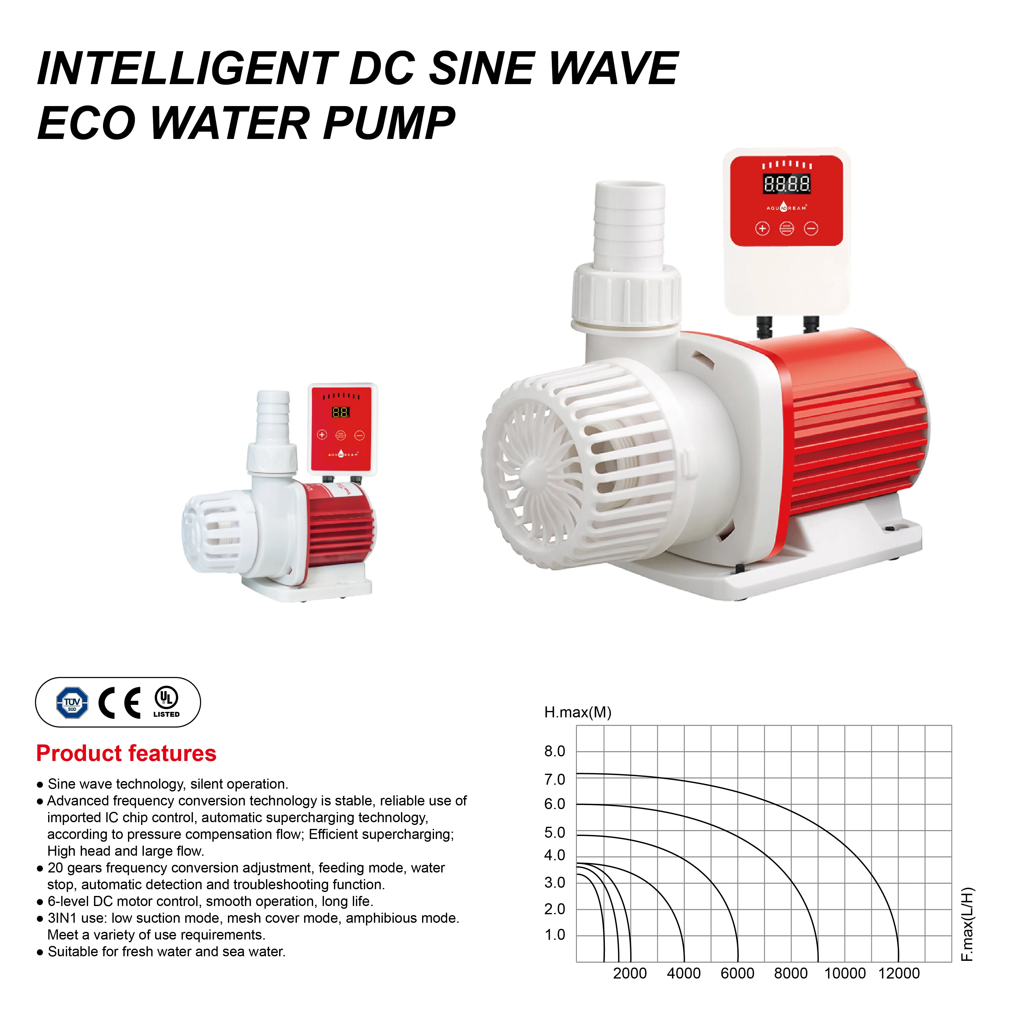 AQUADREAM DCS-2000 Family Home Self Priming High Pressure Electric Booster Water Pump