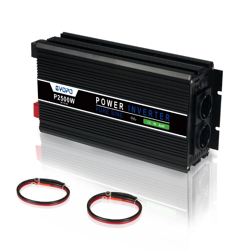 2500W Pure Sine Wave Power Inverter, Supply 12V DC to 220V AC Peak Power 5000W, Used for RV Car Solar System