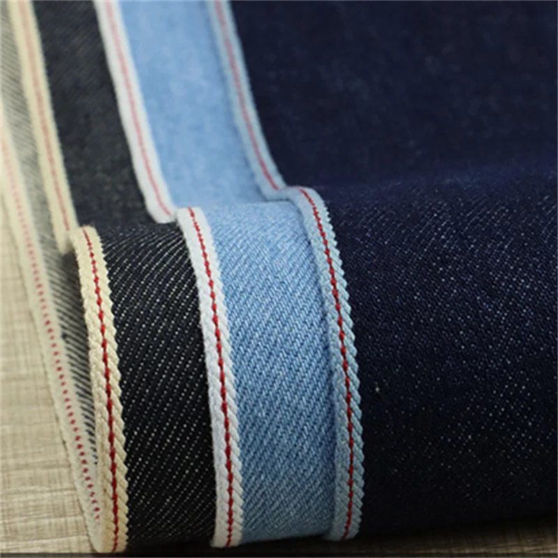 Factory custom 20 oz Japanese Selvedge denim fabric with red trim for high-end jeans