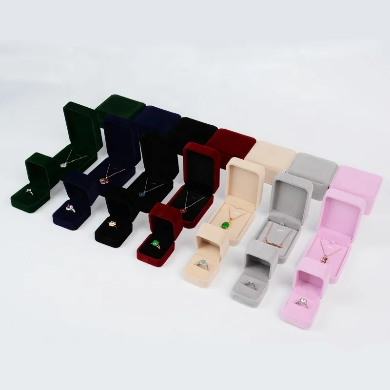 Wholesale Custom Logo Black Luxury Flannel Velvet Bangle Bracelet Gift Necklace Earring Ring Jewellery Jewelry Packaging Box For