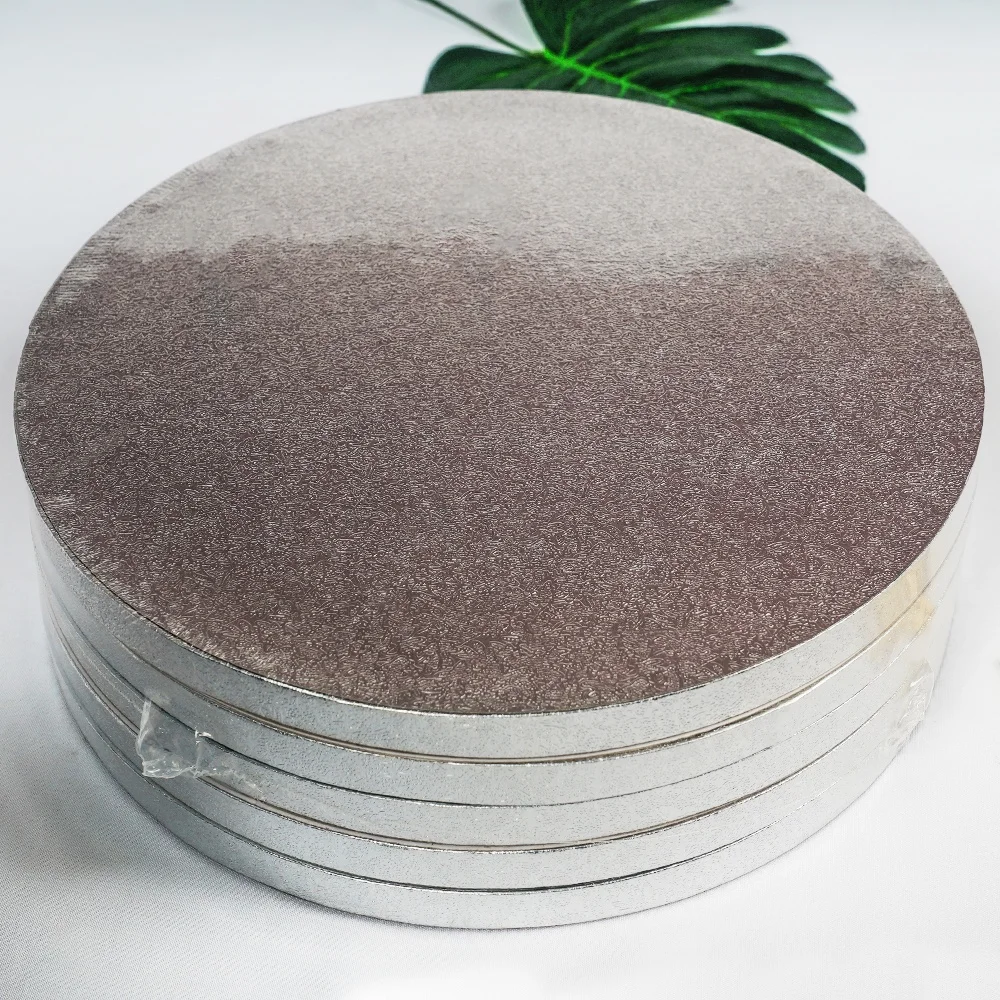 Wholesale Print Christmas Disposable 10 inch 12 inch 14 inch Silvery White Gold Round Square Cake Board Custom