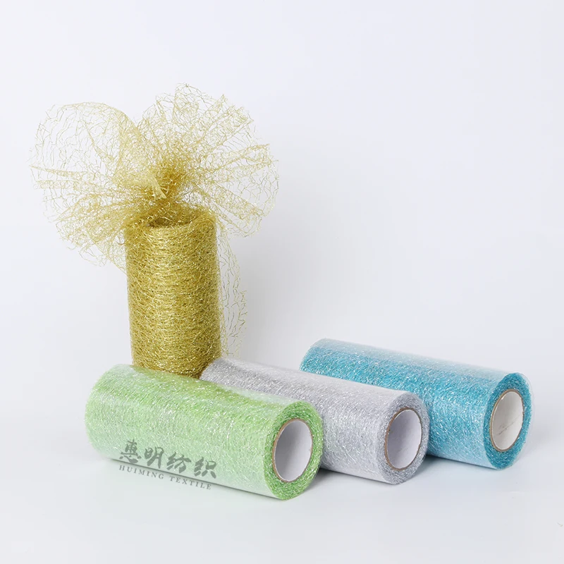 Nylon Shiny Mesh Tulle Fabric Glitter Lace Wedding Bridal Dress Net Lace Fabric