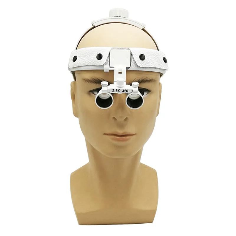 Cheap 2.5X-420 Dental surgery  magnifier examination white helmet magnifier adjustable head-mounted surgical glasses magnifier