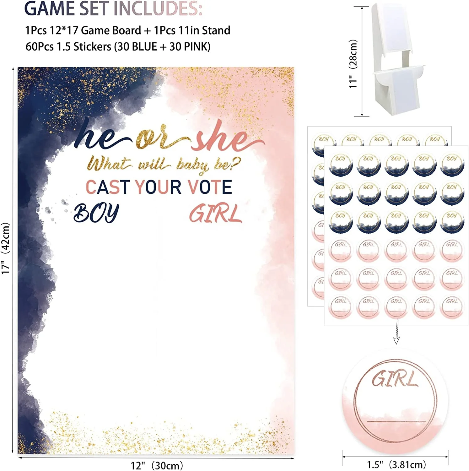 Boy Or Girl Poster Board With Stickers Baby Shower Gender Reveal Team Voting Game Party Supplies Decorations