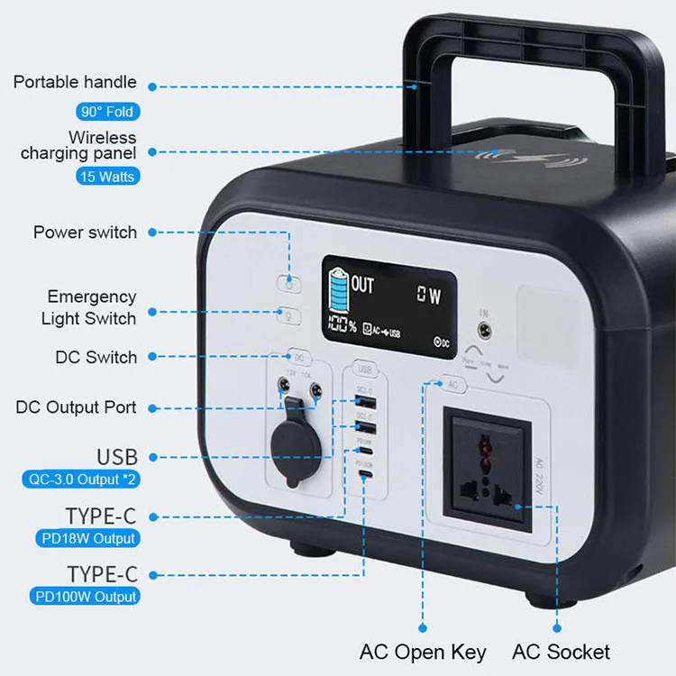 Lithium lon lifepo4 battery 300w rechargeable solar energy generator 600w camping portable power station with solar panel