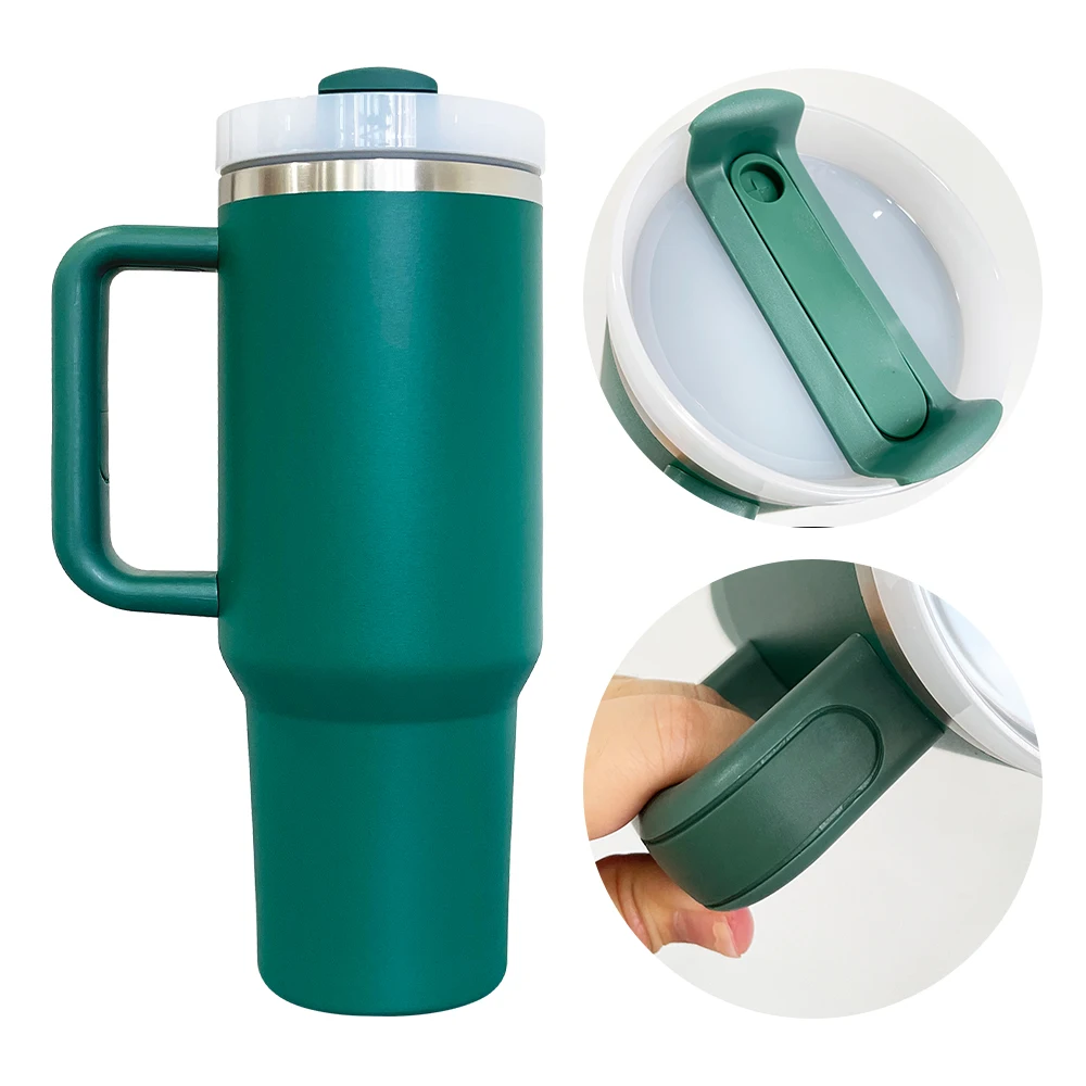 USA Warehouse double walled Powder coated H2.0 Christmas Xmas red green 40oz tumbler for laser engraved