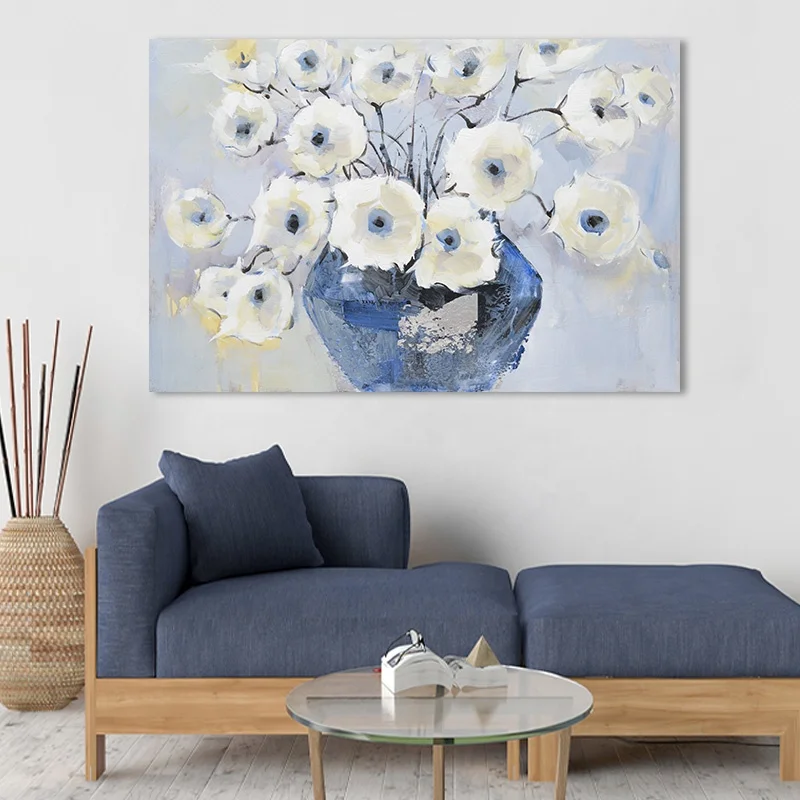 
Decorative colorful handpainted on canvas oil painting flowers amazon hot selling 