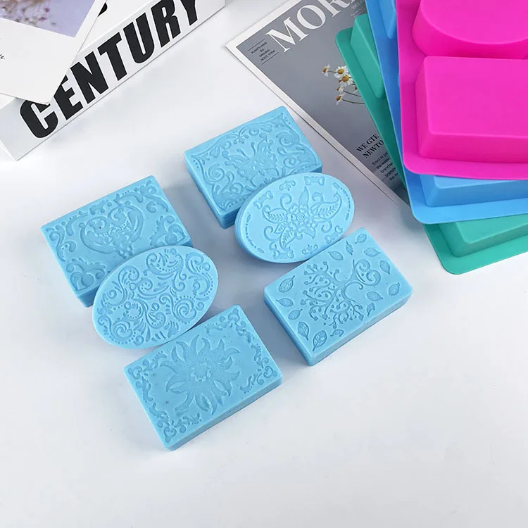 Handmade Silicone Soap Molds DIY Baking Rectangle Silicone Soap Molds Mixed Patterns Soap Making Supplies