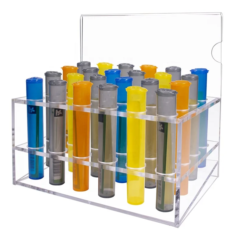 Acrylic Clear Test Tube 24 Sockets Centrifuge Tube Rack Holder with Sign Holder