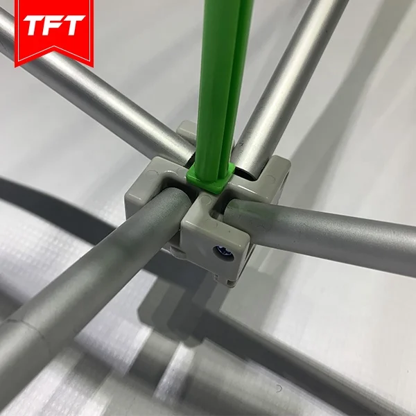 Печать на заказ портативный складной прямой металлический каркас двусторонний задний свет натяжение ткань фон Золотой