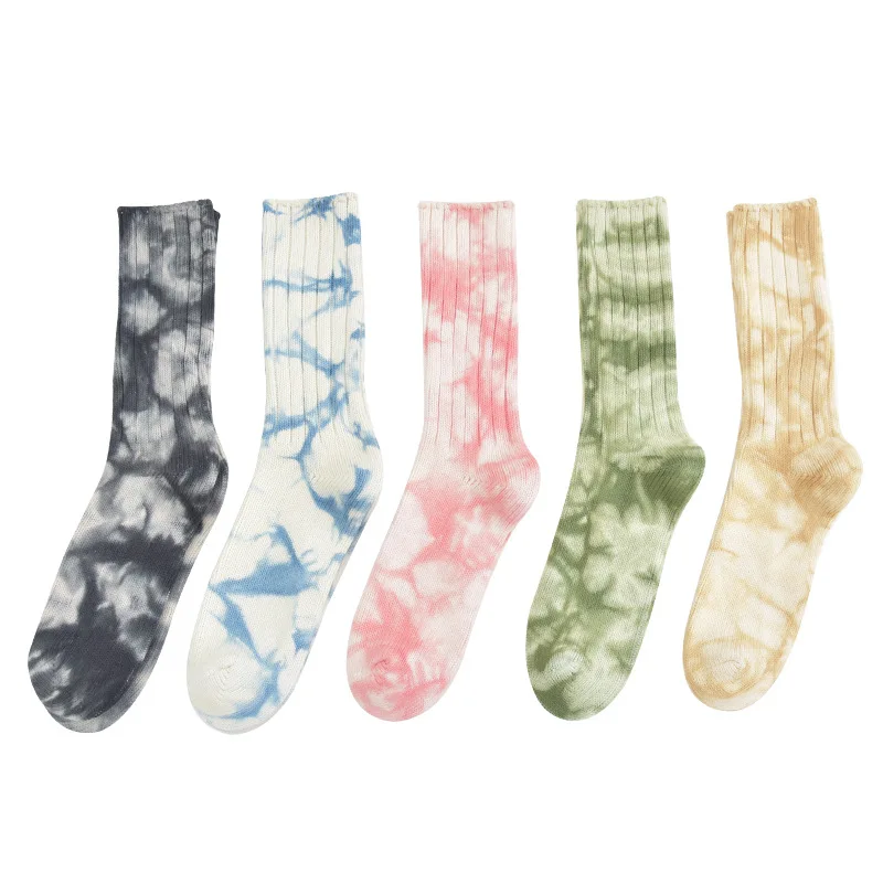 
high quality combed cotton double needle socks custom tie dye sport socks 