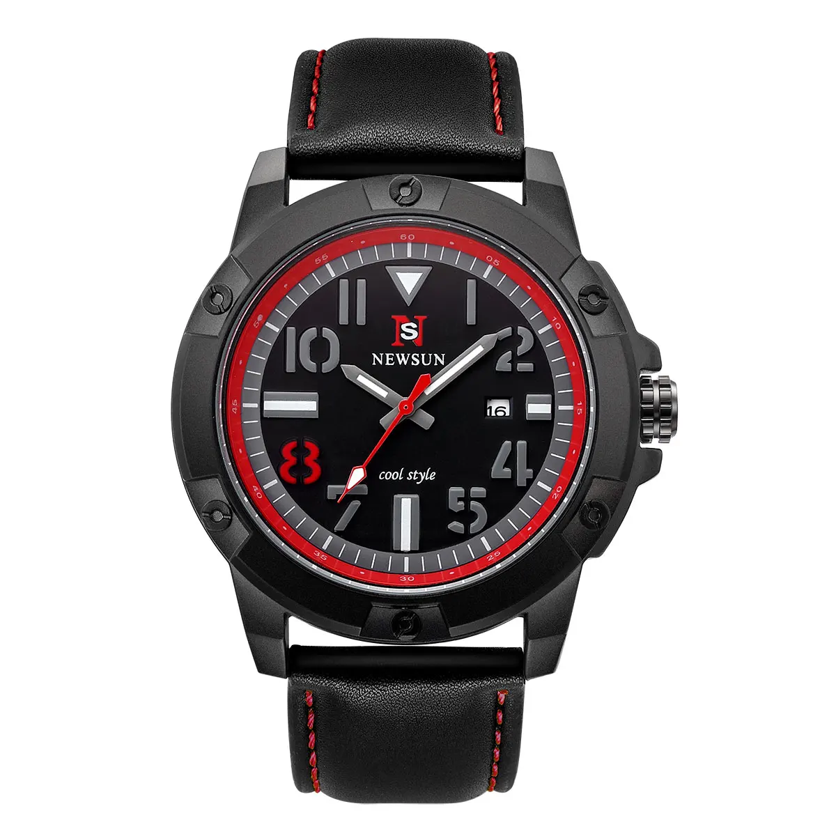 N914 Elegant Waterproof Raised up Arabic Numbers Dial Sport Wristwatch for Men