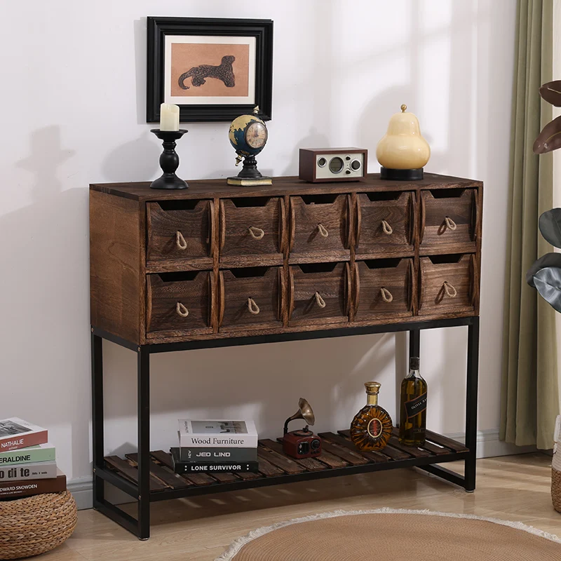 10 drawers wooden Locker Office Gym Living Room Multi Drawers Industrial Chests Wood Wardrobes Storage Cabinets with metal Legs