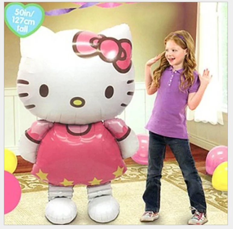 Большой 3d шар KT cat из алюминиевой мембраны 116 см, большой мультяшный Кот, воздушный шар из алюминиевой фольги, игрушечный шар на день рождения