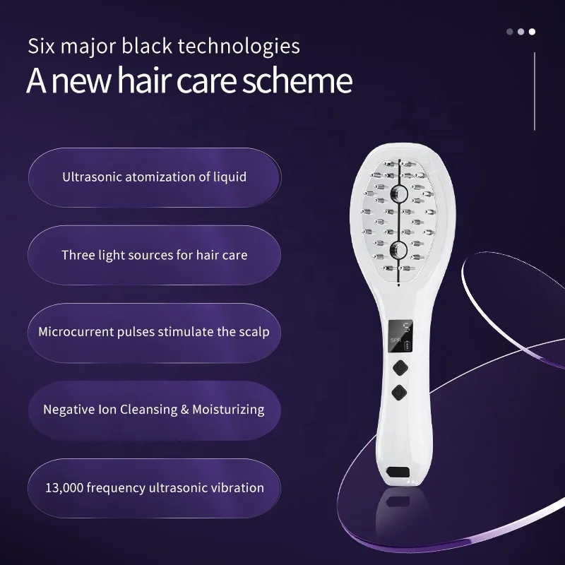 Trends USA Hair Nutrient Liquid Applicator laser Hair Growth brush Potion Dispenser LED Therapy EMS Scalp Massage Liquid comb