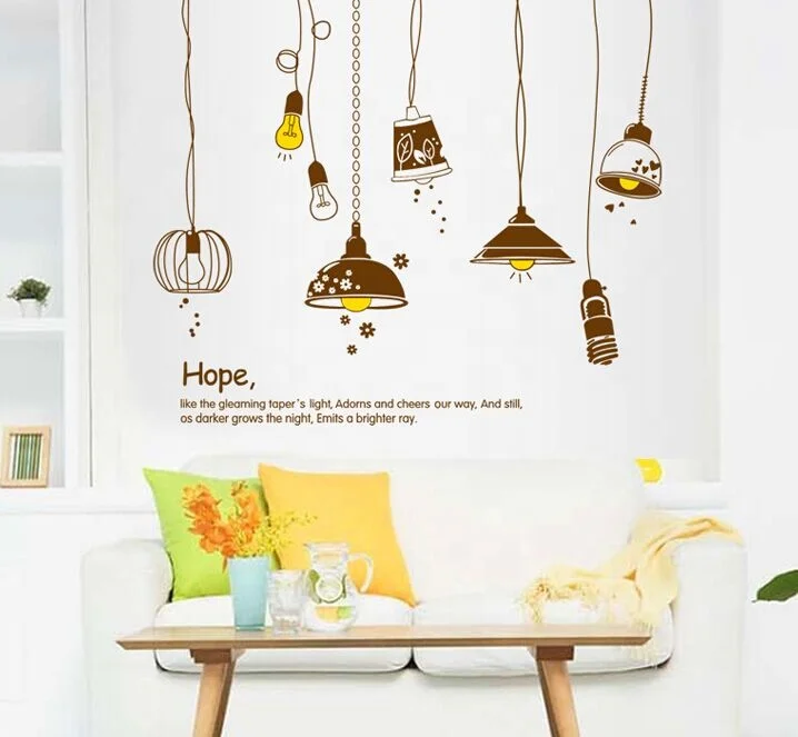 Cartoon Kids Bedroom Hope Lights Vintage Style Removable Pvc 3d Wall Sticker