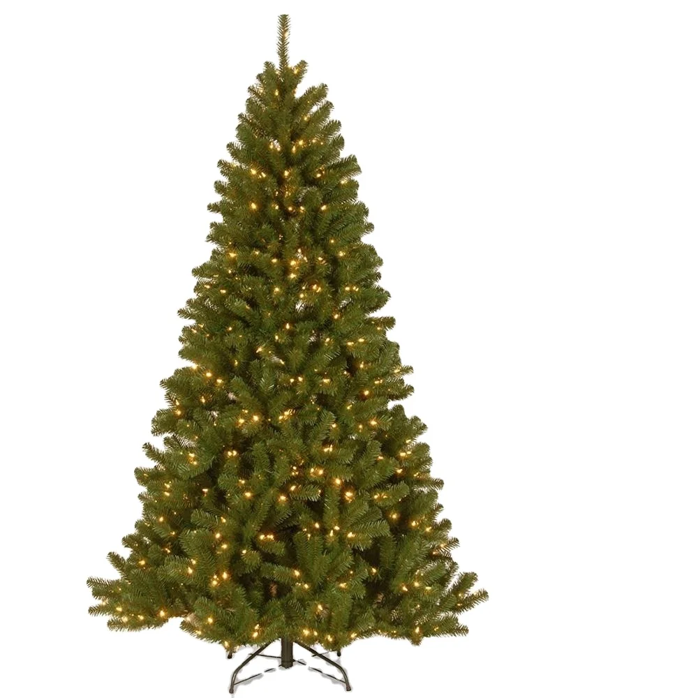 6.5ft pre-lit snowing PVC artificial tree flocked Xmas slim tree with LED Christmas decorations pencil Christmas tree