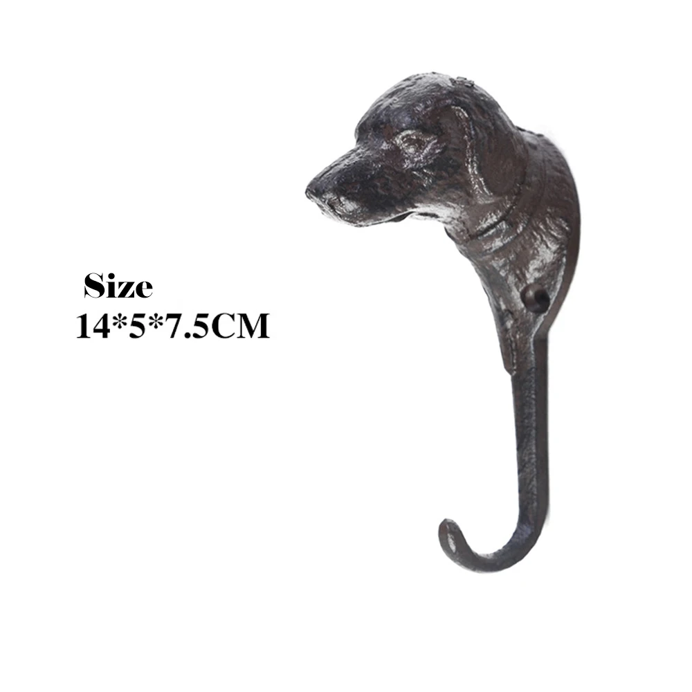 Wall-Mounted Hook Decoration Cast Iron Wall Hook Animal Dog Head Shape Coat Hat Bag Hanger Hook