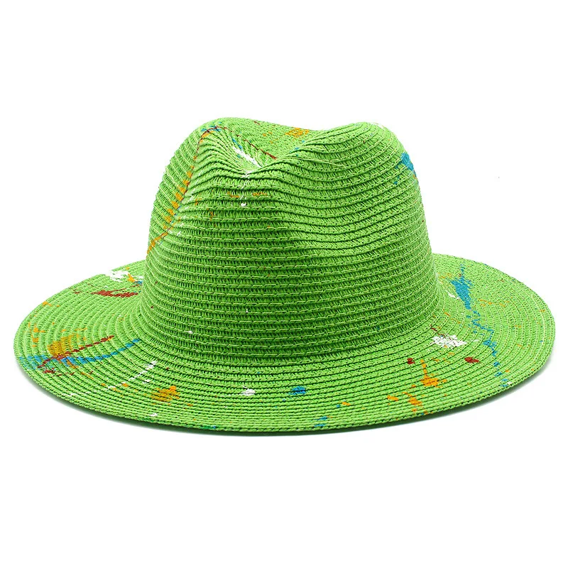 Summer Unisex Outdoor Leisure Jazz Women Panama Sombrero Panama Graffiti Straw Hats