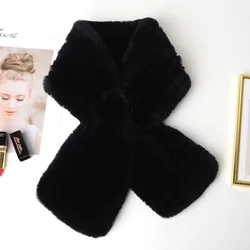 2021 Real Rex rabbit hair scarf winter woman  fur scarf women Fur scarf  lady  customized Hand knitting designer styles