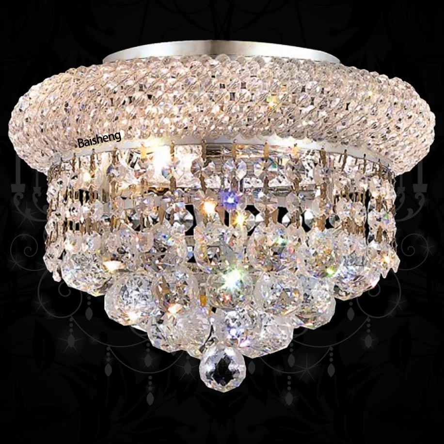 
50cm wide flush mount mounted ceiling lamp luxurious crystal lighting gold silver chrome light for home decoration wholesales 