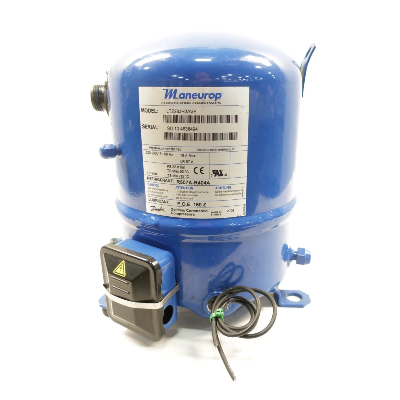 3 hp Maneurop Piston Compressor MT36 MT 36 With R22 Refrigerant  MTZ36 MTZ036 MTZ 36 With R404A Refrigent