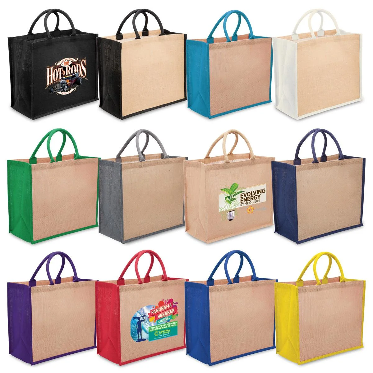 
Wholesale Colorful Promotional Luxury Jute Grocery Hessian Carry Tote Shopping Bag 