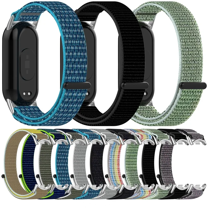 Nylon Loop Strap for Xiaomi Band 8/8 NFC Adjustable Elastic Bracelet Watchband for Mi Band 8 Band Accessories